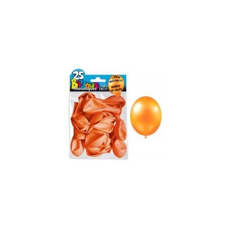 25 Ballons crystal, metallisiert, orange Koralle