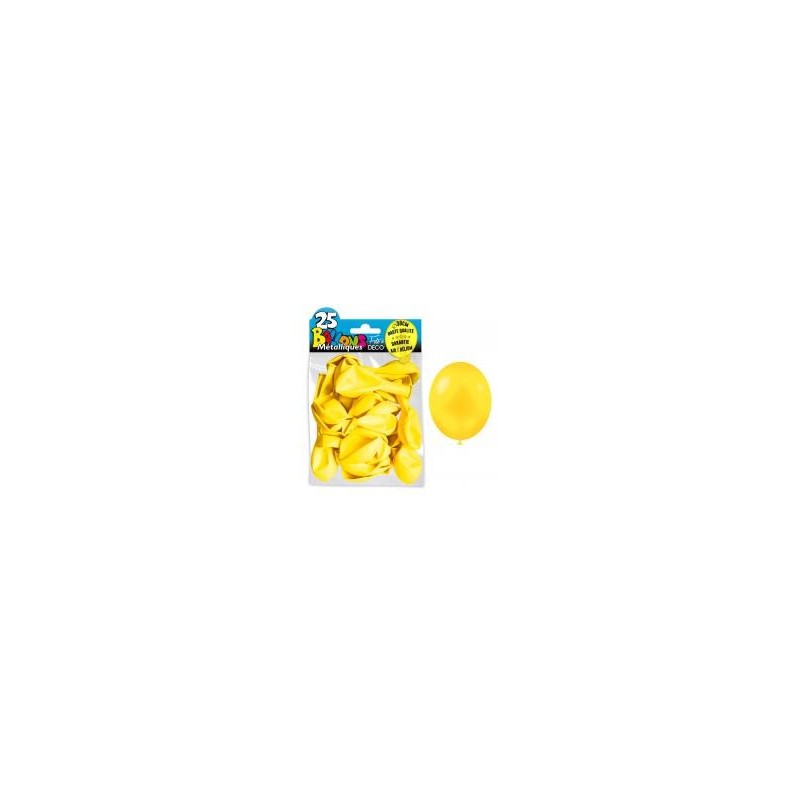 25 ballons métal jaune citron