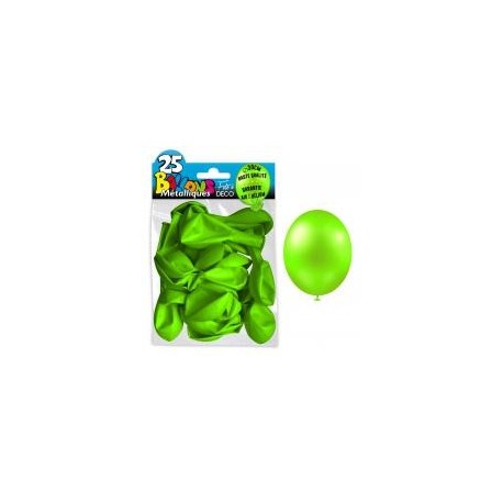 25 ballons métal vert pomme