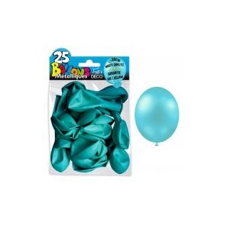 25 Ballons crystal, metallisiert, hellblau