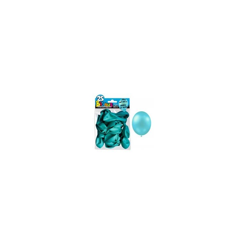 25 Ballons crystal, metallisiert, hellblau