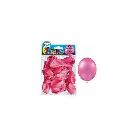 25 Ballons crystal, metallisiert, pink