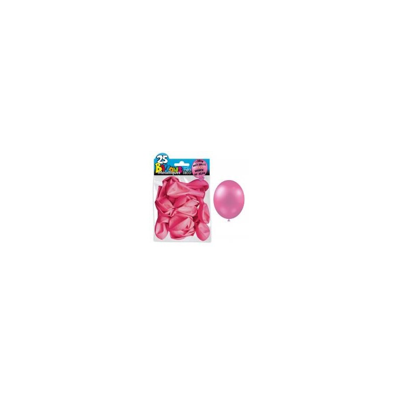 25 ballons métal rose bonbon