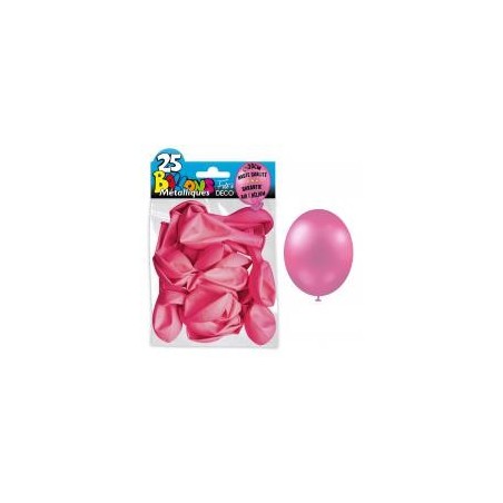 25 ballons métal rose bonbon
