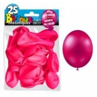 25 Ballons crystal, metallisiert, fuchsia