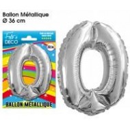 1 Ballon métallique Chiffre 0