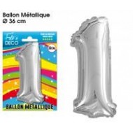 1 Ballon métallique Chiffre 1