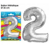 1 Ballon métallique Chiffre 2