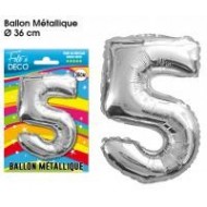 1 Ballon métallique Chiffre 5