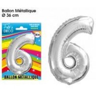 1 Ballon métallique Chiffre 6