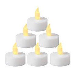 LED-Set, 6 Teelichet, ø 4 cm, weiss