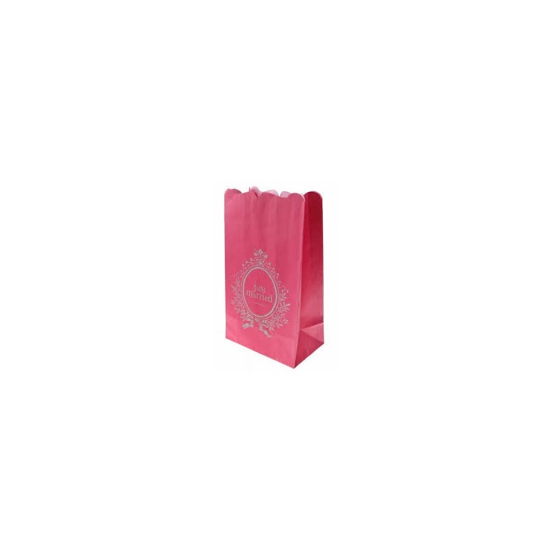 6 Windlicht "just married" fuchsia, 26x15cm 