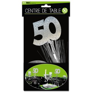 Centre de table " 50 ans", palmier argenté