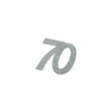 Pailletten-Aufklebernummern, 70 Jahre, Silber