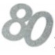 Numeri adesivi con paillettes, 80 anni, argento