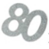 Pailletten-Aufklebernummern, 80 Jahre, Silber