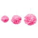 Déco de salle pompom tailles assorties , 3 pièces, fuchsia