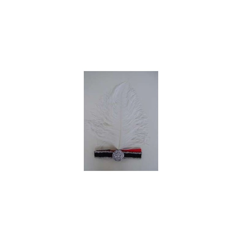 Bandeau années 20 , plume blanche 32 cm, adulte