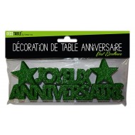 Tischdeko "Joyeux anniversaire", 3D, mit pailletten, grün