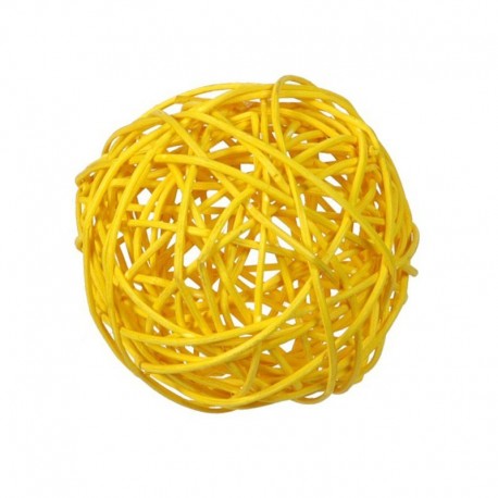1 bustina 10 palline di rattan assortite ø 3-4-7 cm, giallo