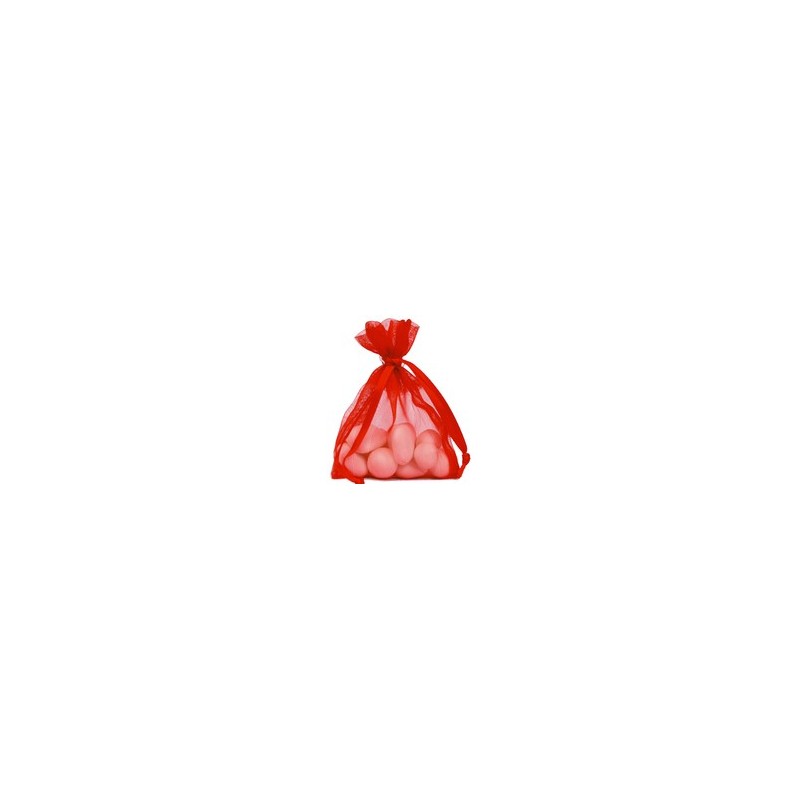10 Sachets organdi, uni rouge, 7.5 x 10 cm