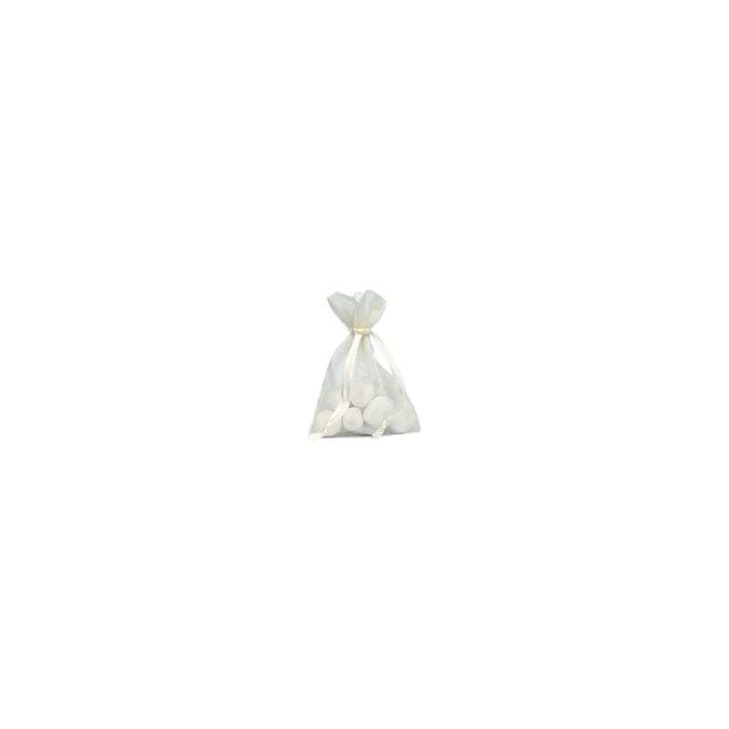 10 Sachets organdi, uni ivoire, 7.5 x 10 cm