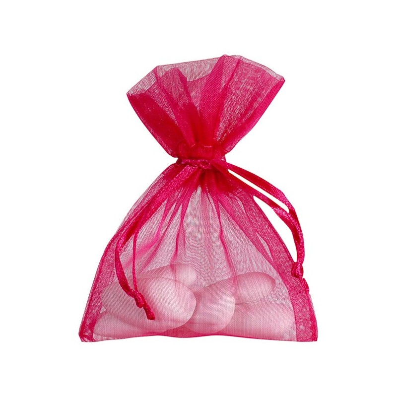 10 Sachets organdi, fucsia, 7.5 x 10 cm