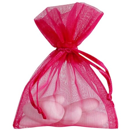 10 Sachets organdi, fucsia, 7.5 x 10 cm