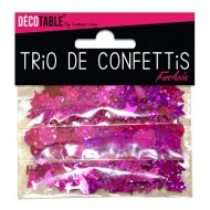 Trio di coriandoli, tondi, stelle e tazze, fucsia