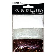 Trio de paillettes , 3 sachets de paillettes nuancées blanc