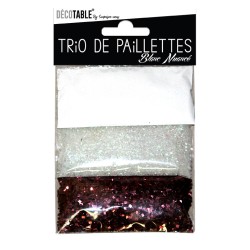 3 Konfettis-Sorten, 3 Beutel mit Pailletten, verschiedene Farbtöne, weiss