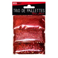 Trio de paillettes , 3 sachets de paillettes nuancées rouge