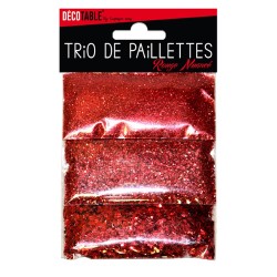 3 Konfettis-Sorten, 3 Beutel mit Pailletten, verschiedene Farbtöne, rot