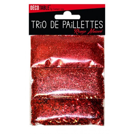 3 Konfettis-Sorten, 3 Beutel mit Pailletten, verschiedene Farbtöne, rot