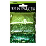 Trio de paillettes , 3 sachets de paillettes nuancées vert