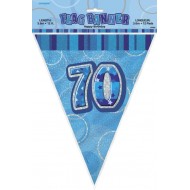 Bannière fanion bleu, 34 cm, longueur 3,6m, 70 ans