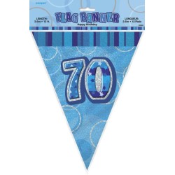 Bannière fanion bleu, 34 cm, 70 ans