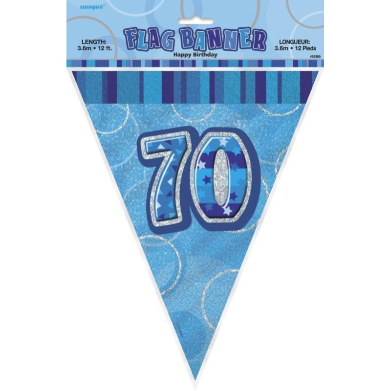 Banner gagliardetto blu, 34 cm, lunghezza 3,6m, 70 ans