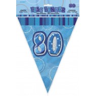 Banner gagliardetto blu, 34 cm, lunghezza 3,6m, 80 ans