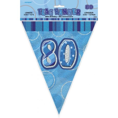 Banner gagliardetto blu, 34 cm, lunghezza 3,6m, 80 ans