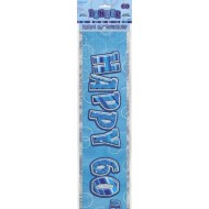 Bannière anniversaire bleu brillante, 3.5 mètres, "Happy 60" 