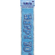 Bannière anniversaire bleu brillante, 3.6 mètres - "Happy 70" 