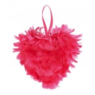 Coeur en plumes, fuchsia, 12 cm