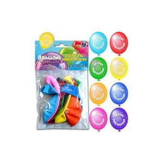 8 Luftballons "Joyeux Anniversaire"