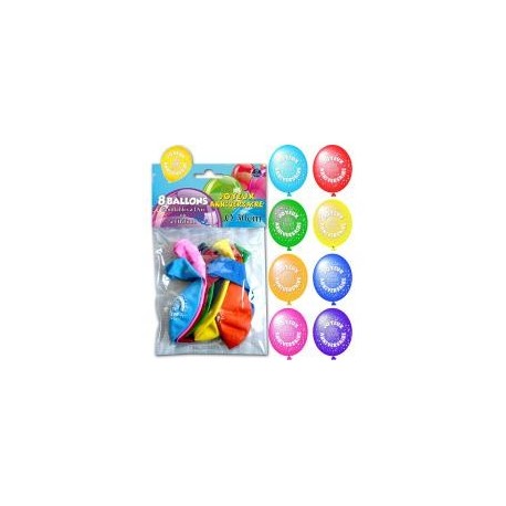 Sachet de 8 ballons joyeux anniversaire