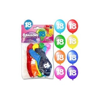 Sachet de 8 ballons 18 ans