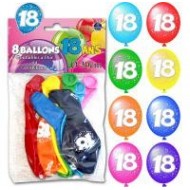 Sachet de 8 ballons 18 ans, ø 30 cm