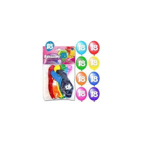 Sachet de 8 ballons 18 ans