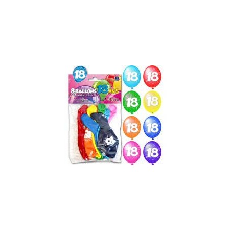 Sachet de 8 ballons 18 ans