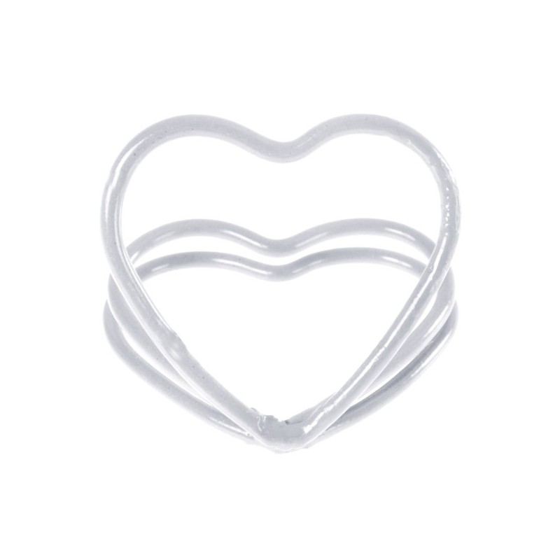 2 marques-place, coeur, métal, blanc, ø 3 cm